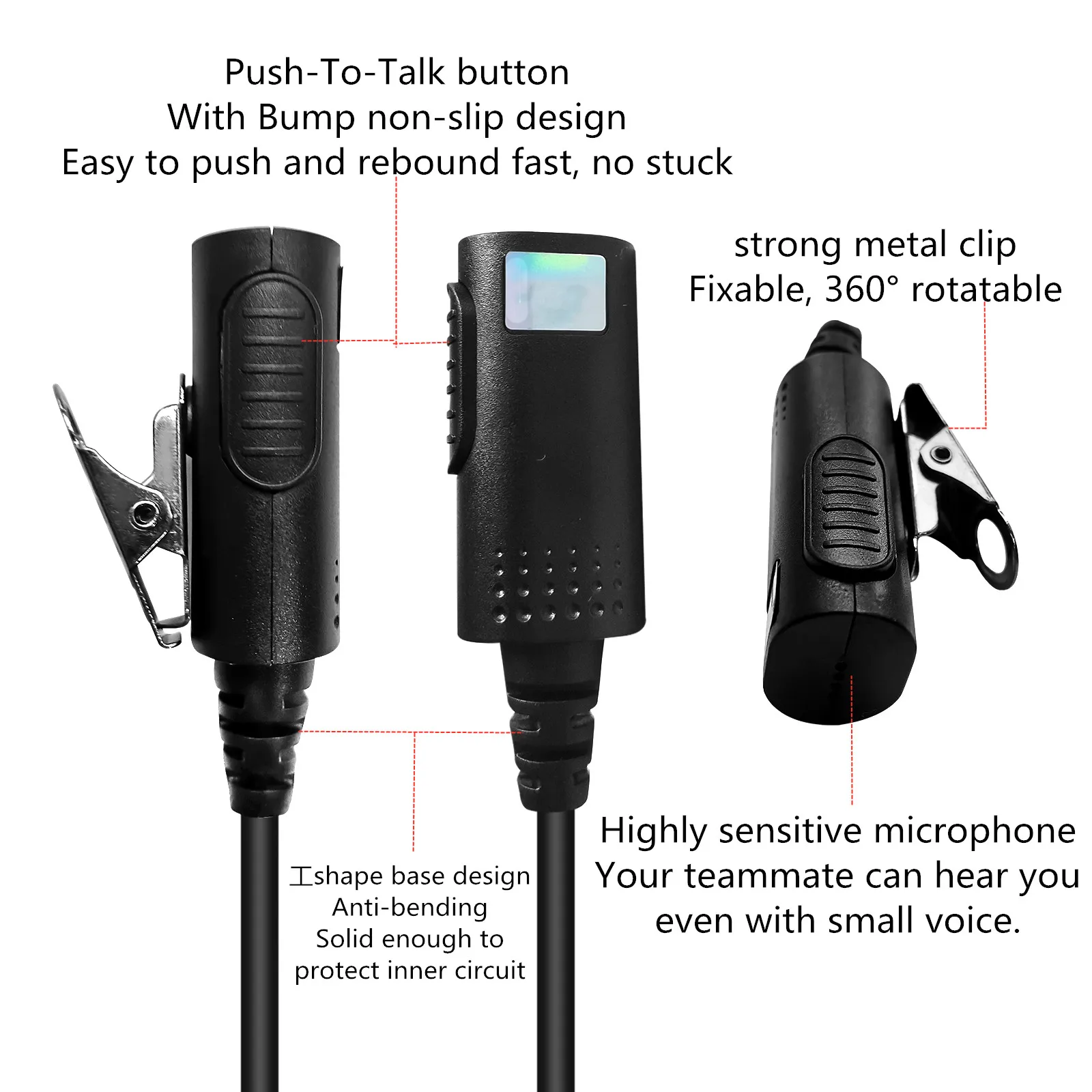 Air Acoustic Tube Headset Earpiece for Radio Walkie Talkie Headset for  HYT RadiosTC500,TC600,TC610,TC700(Give ear plugs)