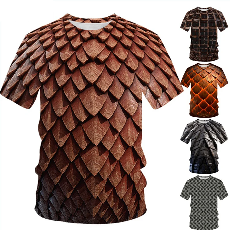 

Новая модная мужская футболка, Винтажная футболка для косплея, средневековая цепочка, почта, классная Броня в виде дракона, 3D футболка, повседневная мужская футболка с коротким рукавом