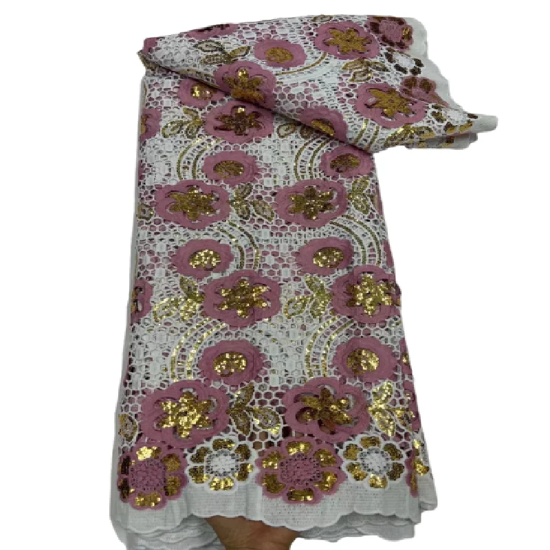 

Фиолетовая африканская кружевная ткань 2023, высококачественное кружево, нигерийская кружевная ткань с блестками, французская молочная шелковая ткань для свадебного платья