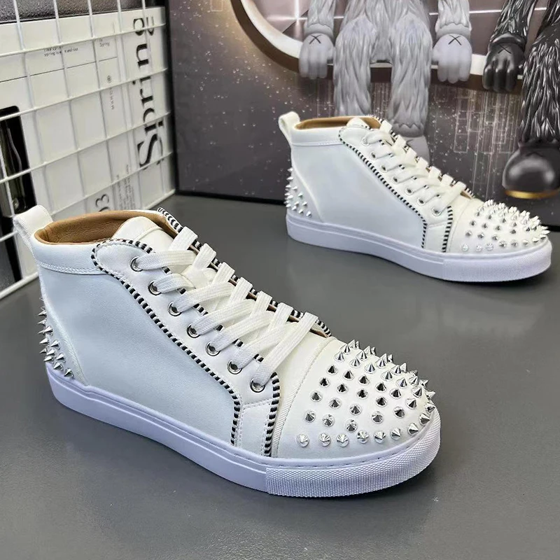 Итальянский брендовый дизайнер мужские повседневные ботинки с заклепками