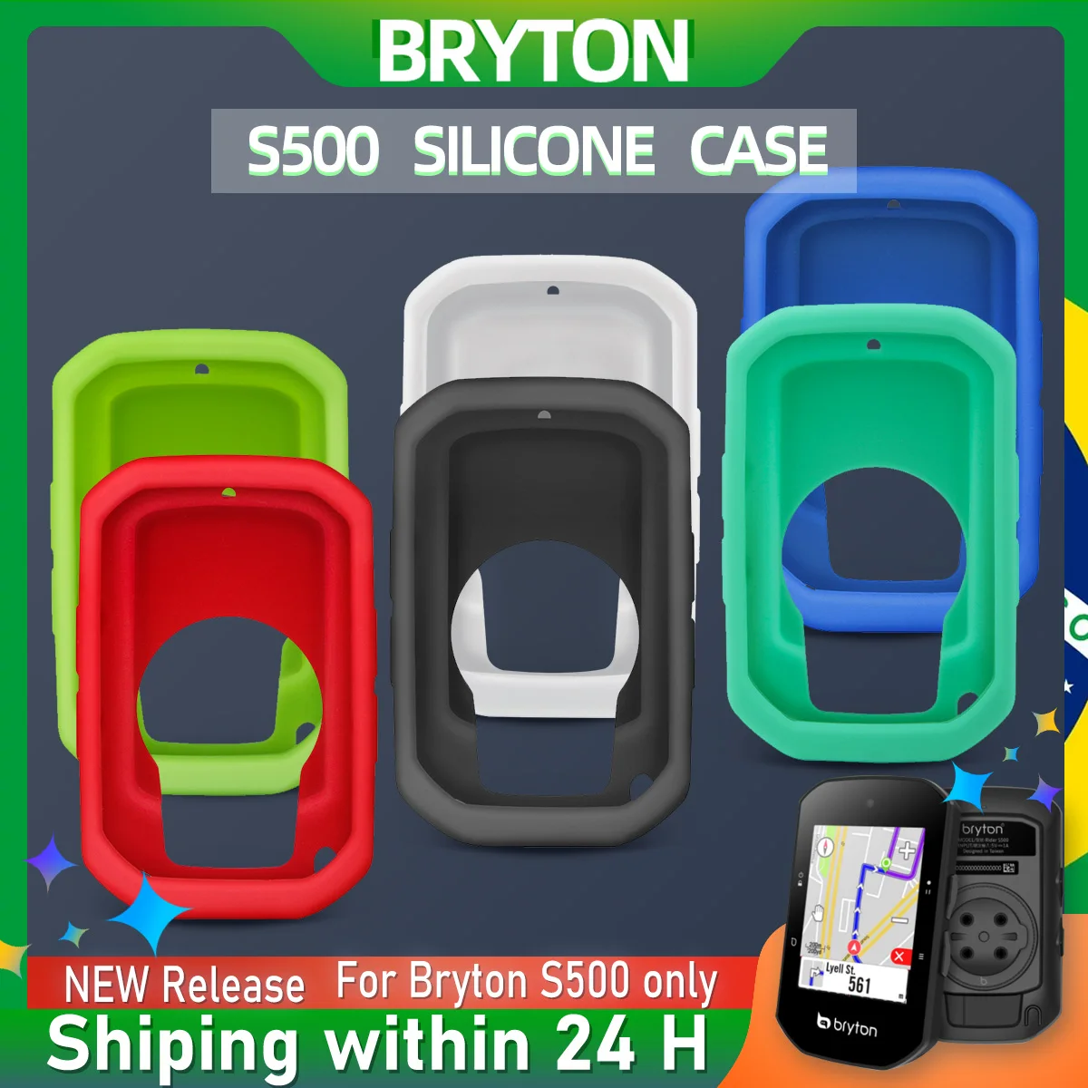 

Bryton S500 Case Bike Computer Silicone Rider500 Cover Cartoon Rubber Protective With HD Film (For Bryton S500)