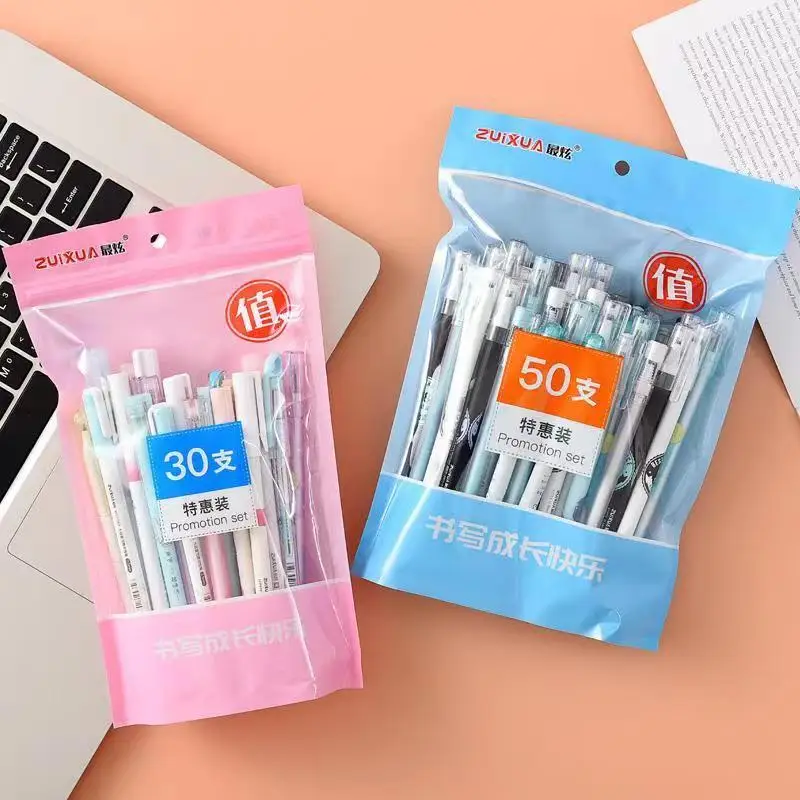 

50PCS/Set Package Erasable Neutral Pen Various style Ins Simple Black Crystal Blue Erasable Refill For Grade Students