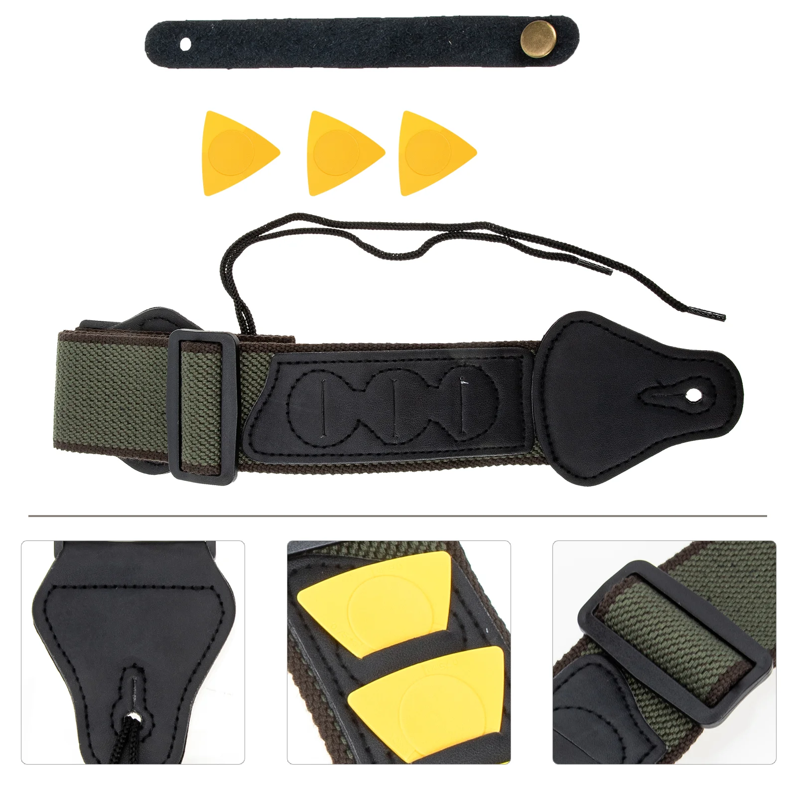 

1 Set Cotton Guitar Strap with Guitar Picks Guitar Belt Guitar Neck Strap