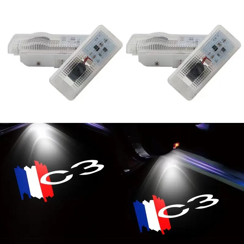 

2pcs car door welcome lamp laser atmosphere lamp projector Logo LED ghost lamp Citroen C3 C4 C4L C5 Picasso