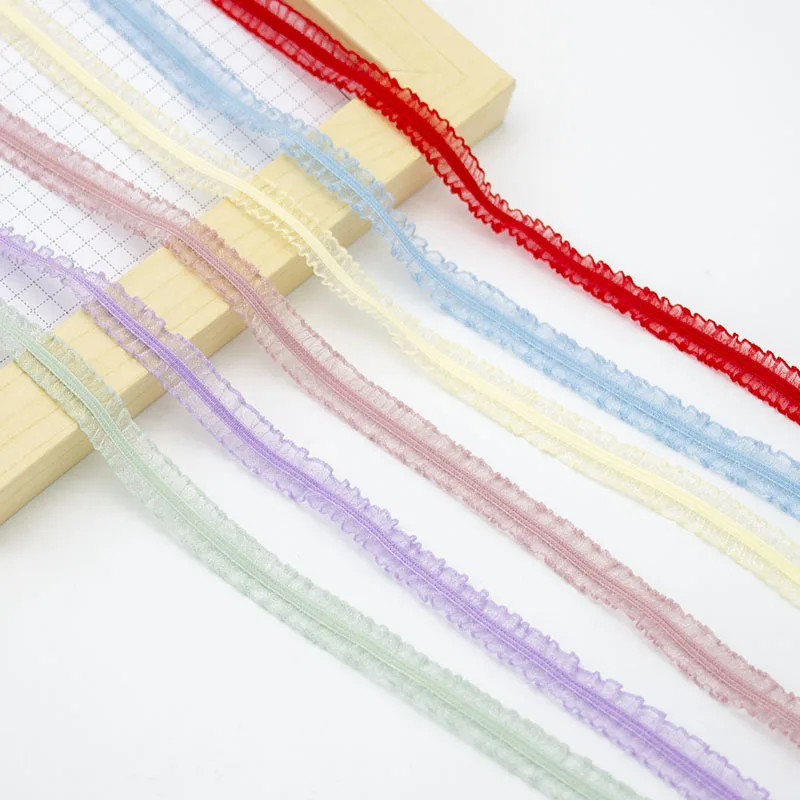 

Эластичная кружевная тесьма с оборками, 5 ярдов, 10 мм