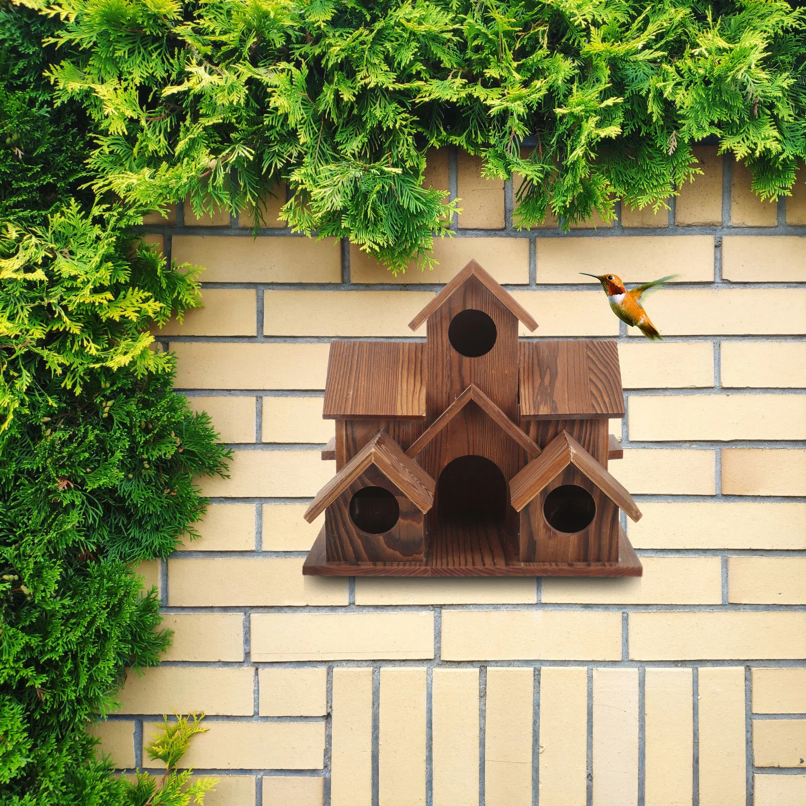 

Деревянный декор, подвесное гнездо для птиц, Сельское садовое украшение, деревянный дом, натуральный