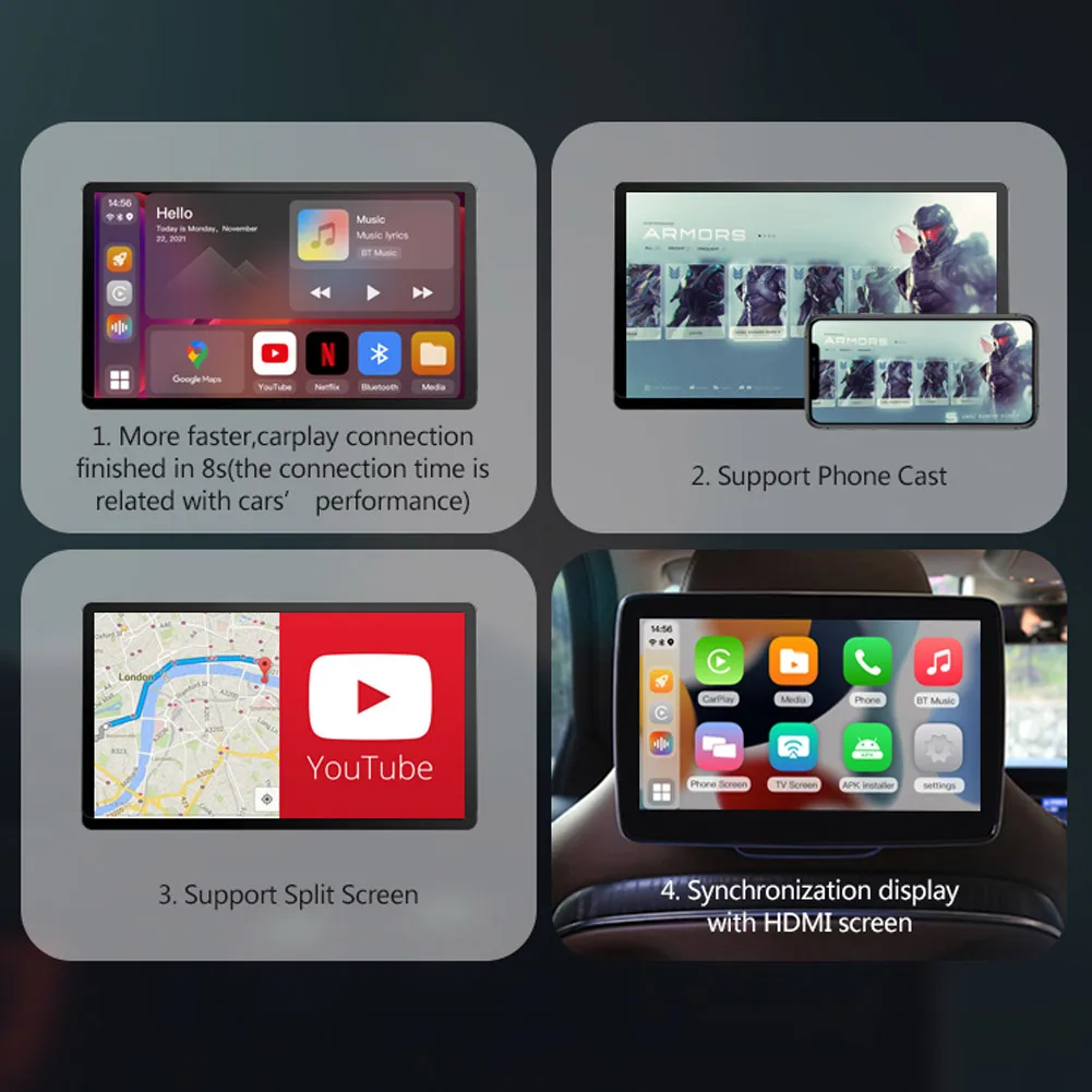 AN11 4 + 128G беспроводной Carplay Ai Box автомобильный переходник сетевая карта с