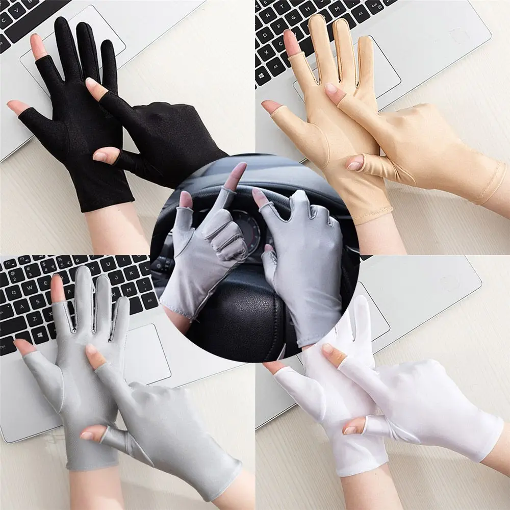 

Women Spring Summer Breathable Soft Cycling Driving Gloves Thin Mittens Sunscreen Gloves Half-finger Gloves