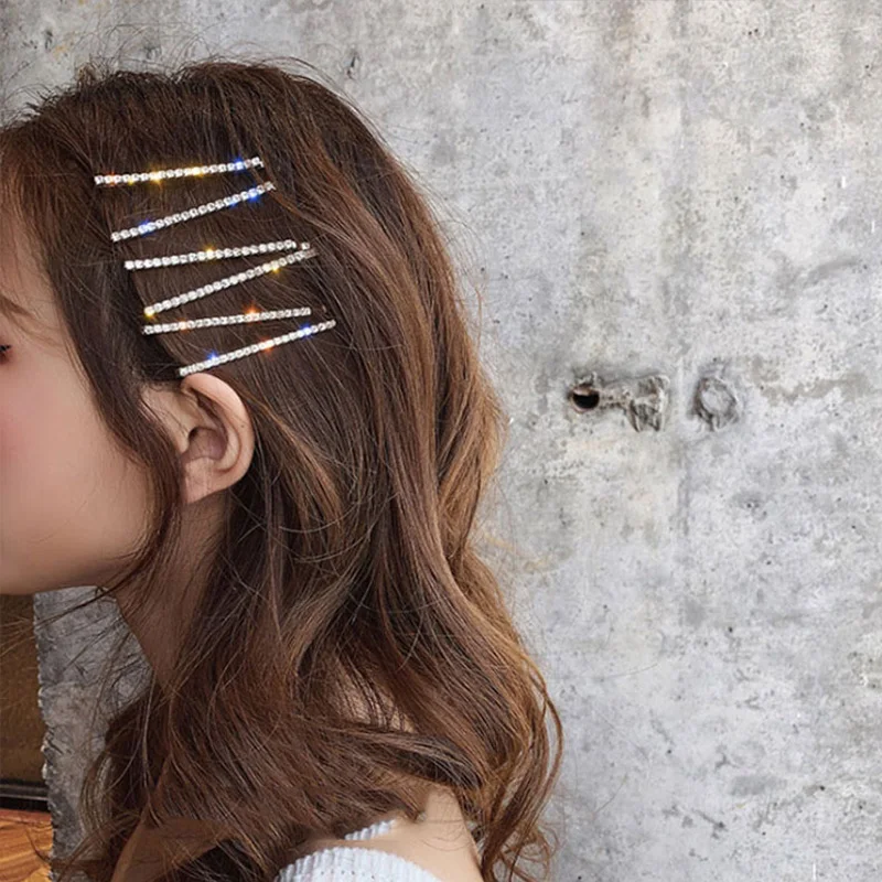 

4Pcs/Set Crystal Hair Clips for Women Shiny Rhinestone Hairpins Exquisite Barrettes for Female Hair Accessories Charm Jewelry