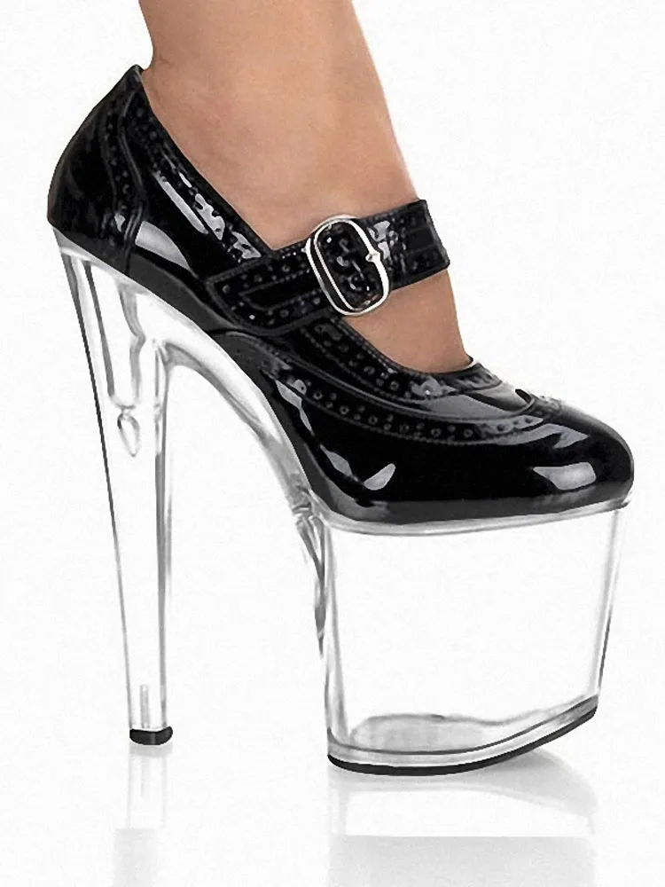 

Models Round Toe 20cm Crystal Thin Heels Stripper Heels Nightclub Platform Pumps Women's Sexy Fetish Big Size Catwalk Gladiator