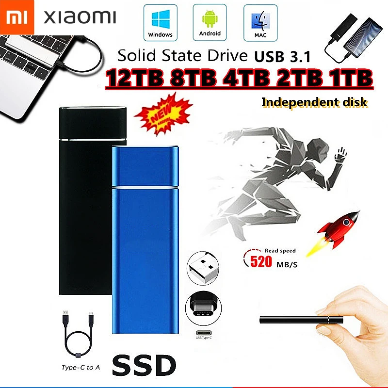 

Xiaomi 100% M.2 SSD Mobile Solid State Drive 8TB Storage Device Hard Drive Computer USB 3.0 Solid State Disk Mobile Hard Drives