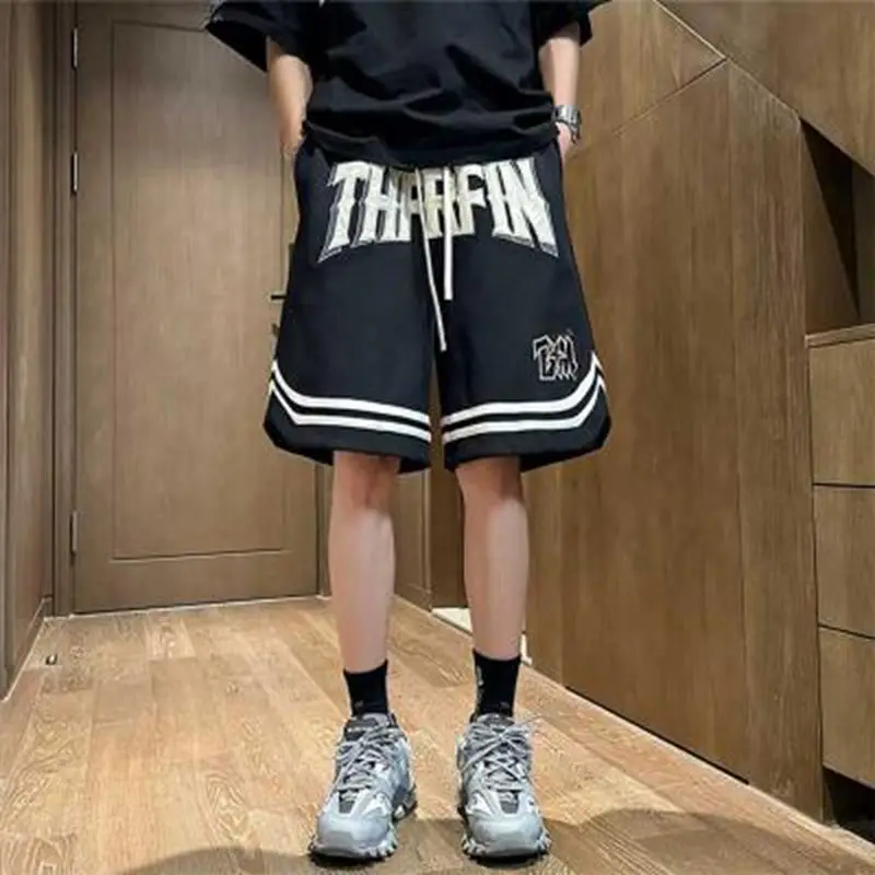 

Y2K Letter PrintinY2Kg Casual Shorts Splicing Mesh Breathable Mens Fitness Sports Basketball Pants Outdoor Running Training Shor