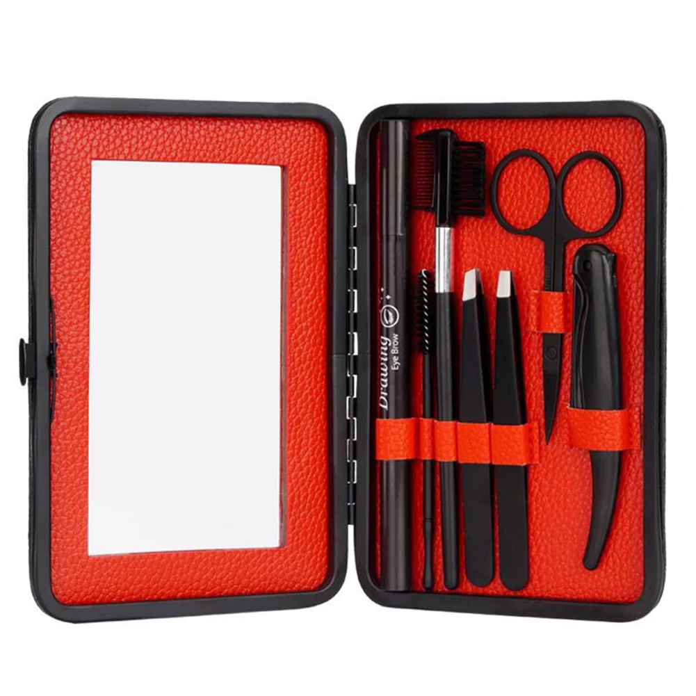 

Набор переносных черных ножниц для бровей, 7 шт., аксессуары для ухода за кожей, прочный триммер, мужской профессиональный триммер для путеше...