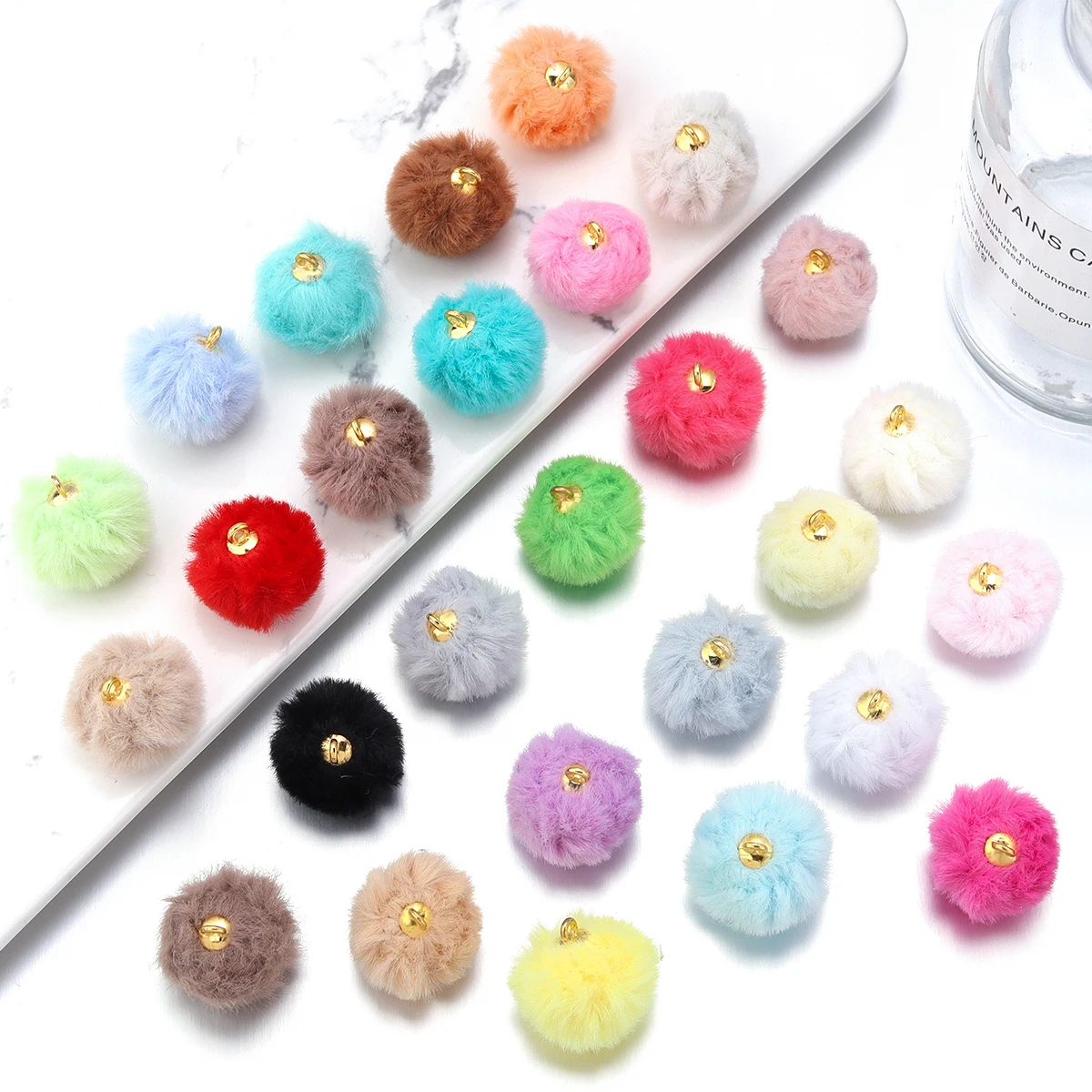 20 шт. плюшевый красочный шар с имитацией кроличьего меха кулон 2 см пушистый