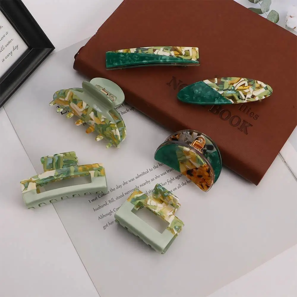 

Simple Headwear Acetate Sheet Green Marble Print Hair Claws Korean Style Hairpins Women Hair Clips Hair Ornaments