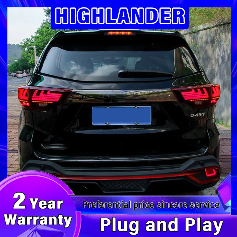 

Car Styling For Toyota Highlander Tail Lights 2015-2019 Kluger Tail Lamp Lexus Type Rear Lamp DRL+Brake+Park+dynamic turn Signal