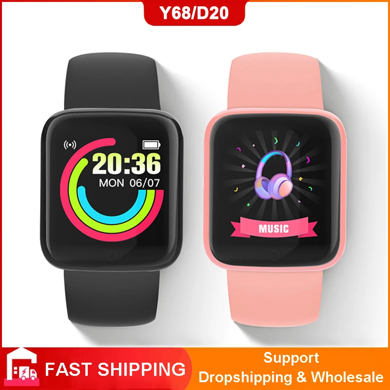 

Смарт-часы Macaron Y68 D20 цветные модные фитнес-браслет трекер пульсометр давление Bluetooth Смарт-часы PK Y68L