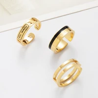 gold plated stainless steel rings for women fashion rings lettering opening ring wedding party 2022 trend jewelry party gifts