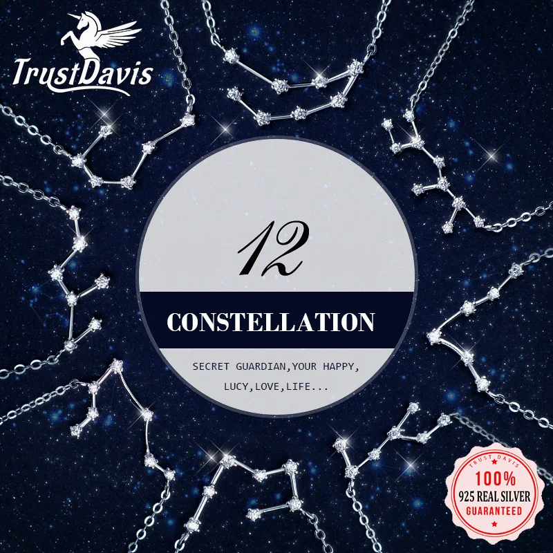 

TrustDavis Girls 925 Стерлинговое Серебро, 12 знаков зодиака, женский подарок на день рождения, Изящные Ювелирные изделия S925 DS4254