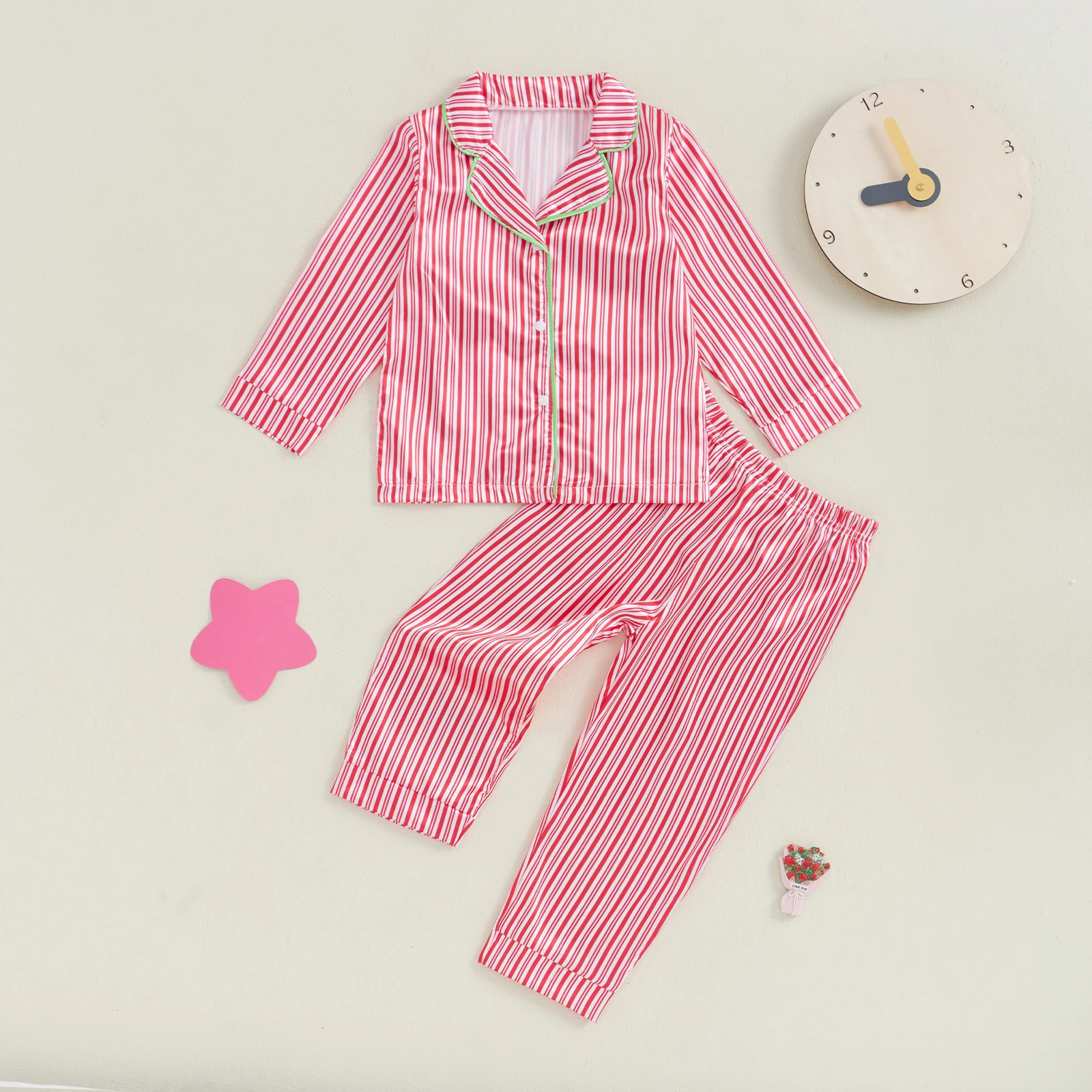 Рождественская одежда для сна BeQeuewll в полоску мальчиков и девочек осенне-зимняя