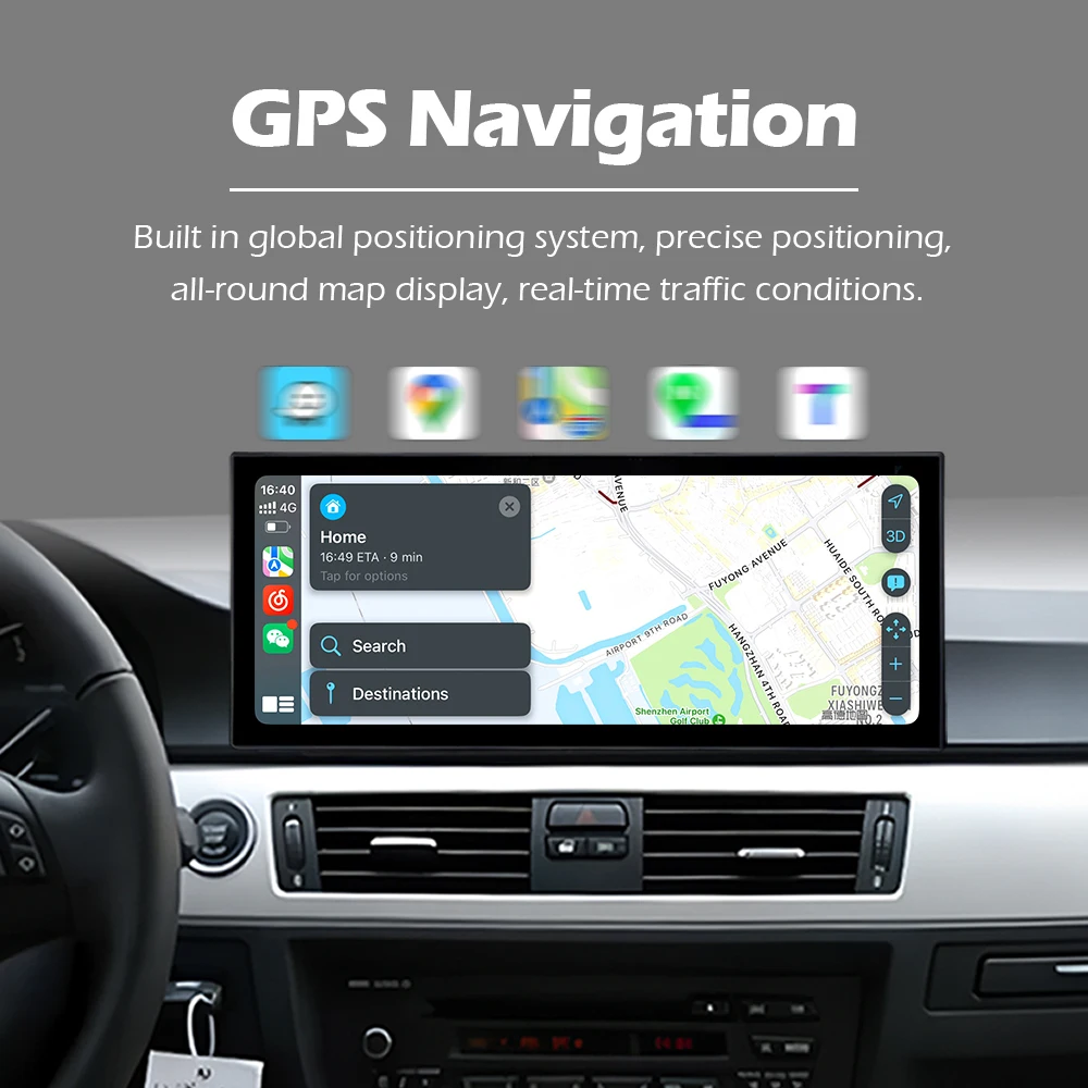 Фото Android 15 для BMW 3 серии E90 E91 E92 325i 320i 318i 2006-2011: автомагнитола с Carplay, DSP, навигацией GPS и мультимедийным плеером №5