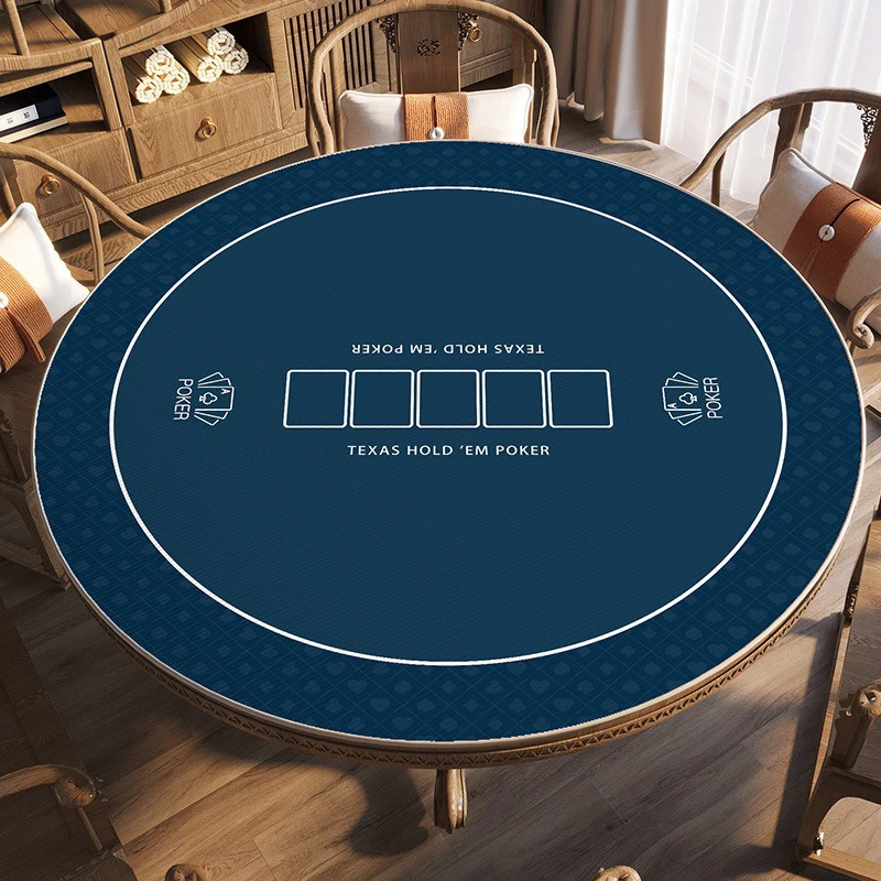 Фото Круглый коврик для покерного стола Texas Hold'em 100/120 см, из хрустального бархата, нескользящий, износостойкий, легко чистится, для покерного стола №4
