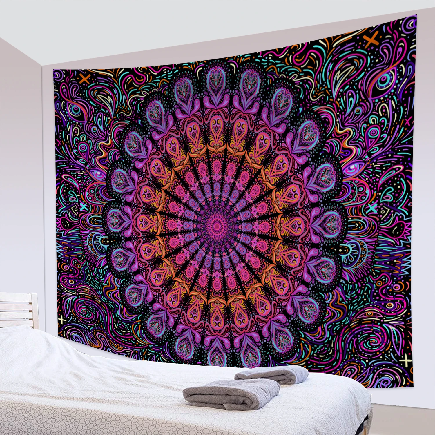 

Mandala Texture Wall Tapestry Psychedelic Witcher Witchcraft Witchcraft Hippy Boho Dorm Decor Bedroom Living Room Wall Decor