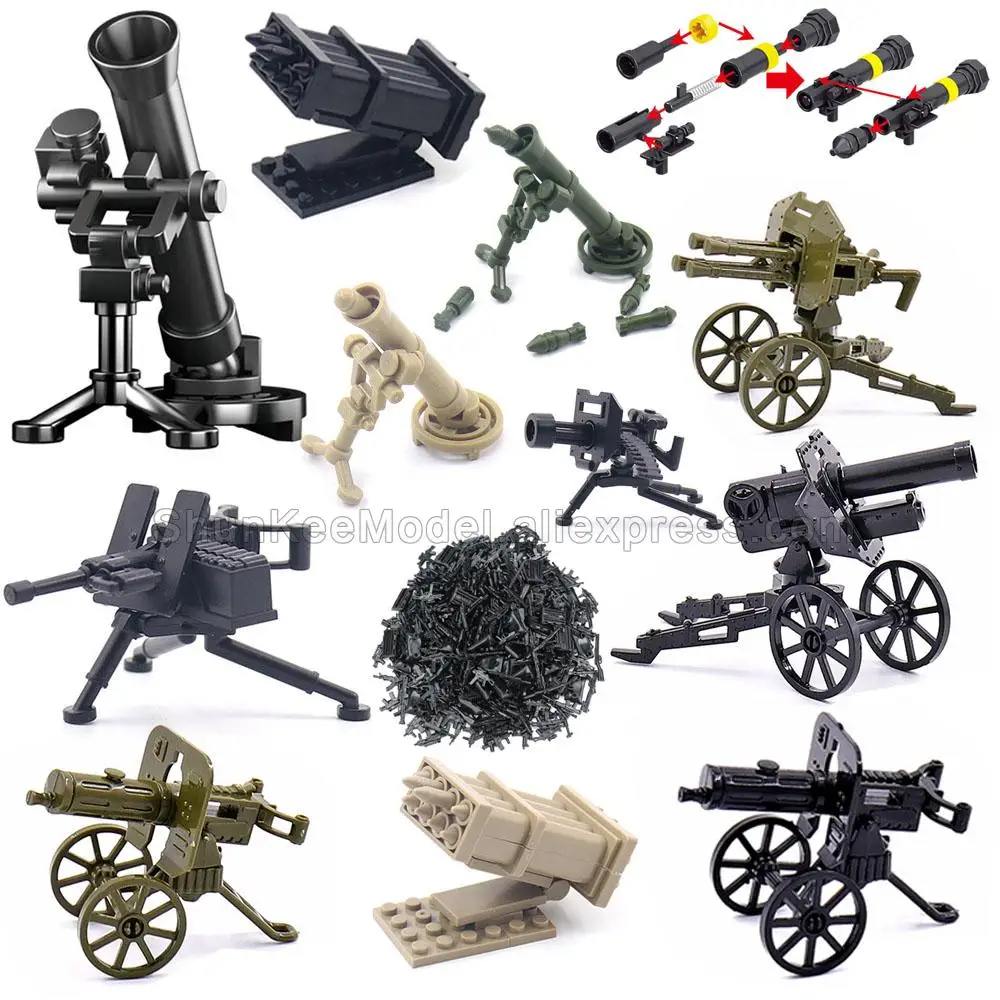 

Military Building Block Accessories US Germany Soldier Figure M1919A4 Heavy Machine Gun Gatling MG34 Weapon Bricks Toy Kids Gift