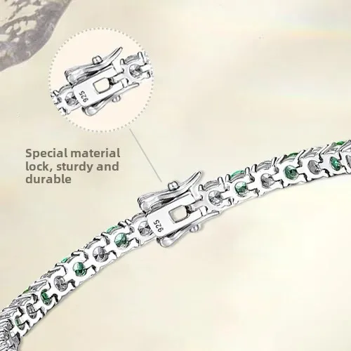 Теннисный браслет из чистого серебра S925 для женщин высококачественный модный