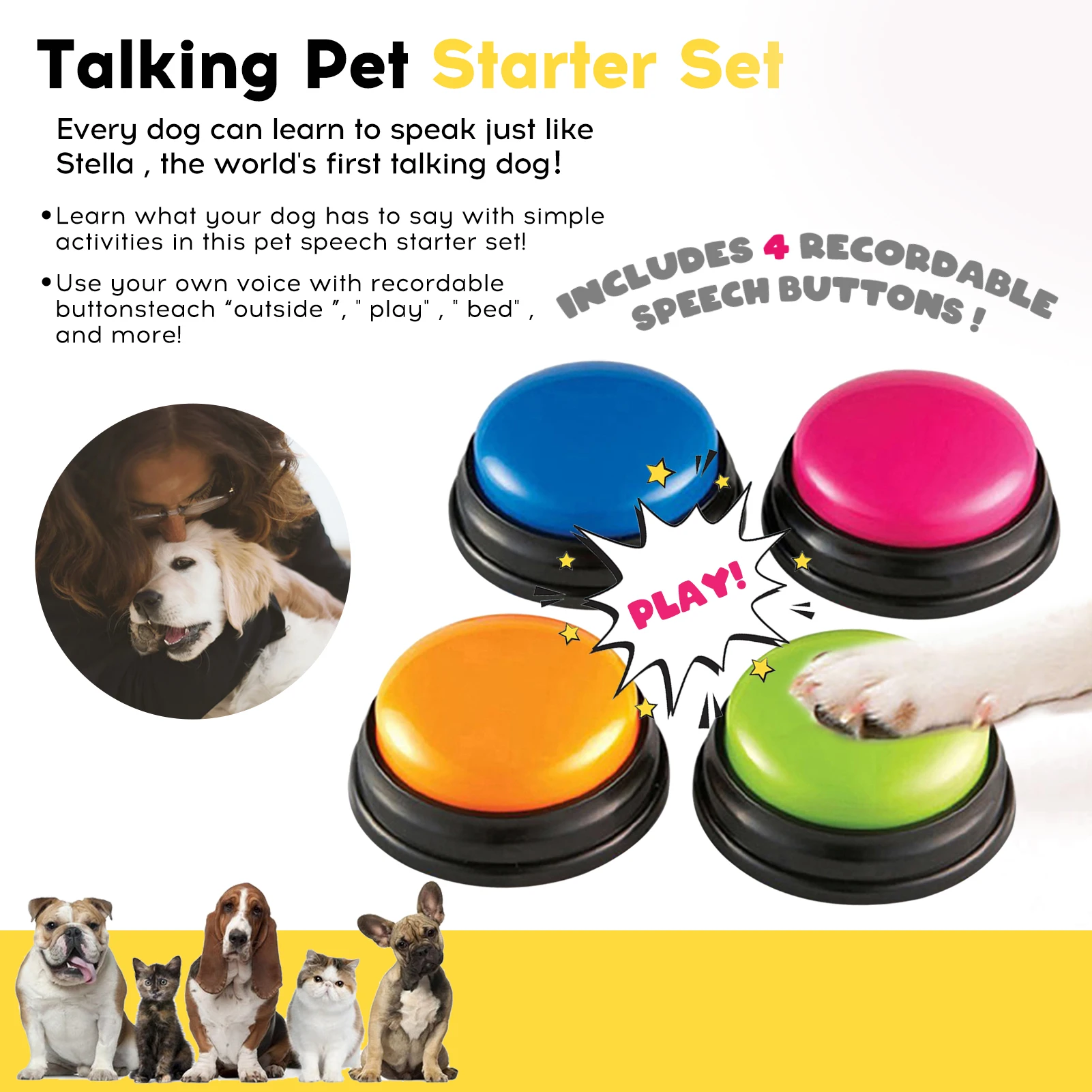 

Recordable Talking Button Child Interactive Toy Phonograph Answer Buzzers Portable Recording Sound Button Party Noise Makers