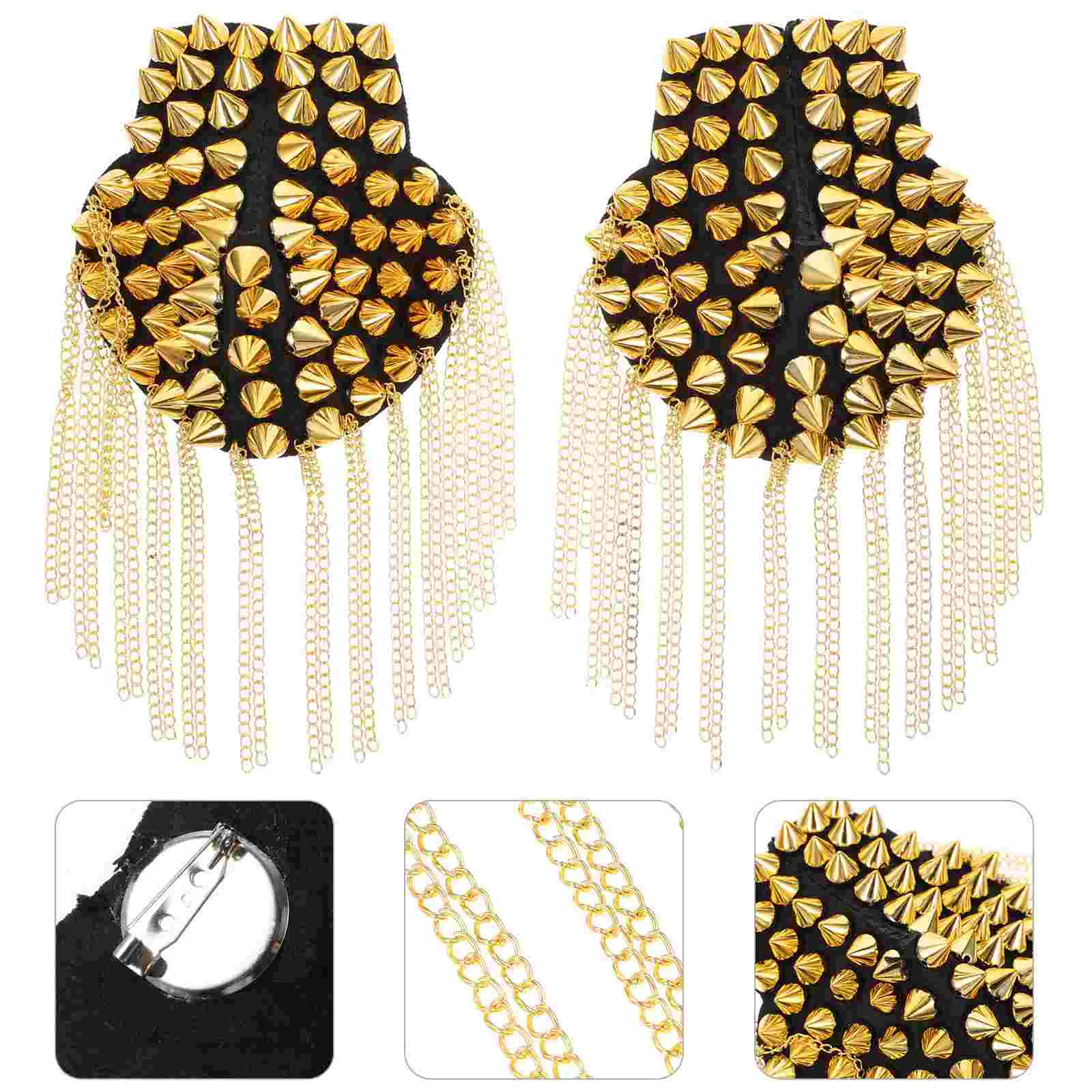 

Tassel Chain Epaulet Brooch Men European Fashion Rivet Man Accesorios Para Mujer