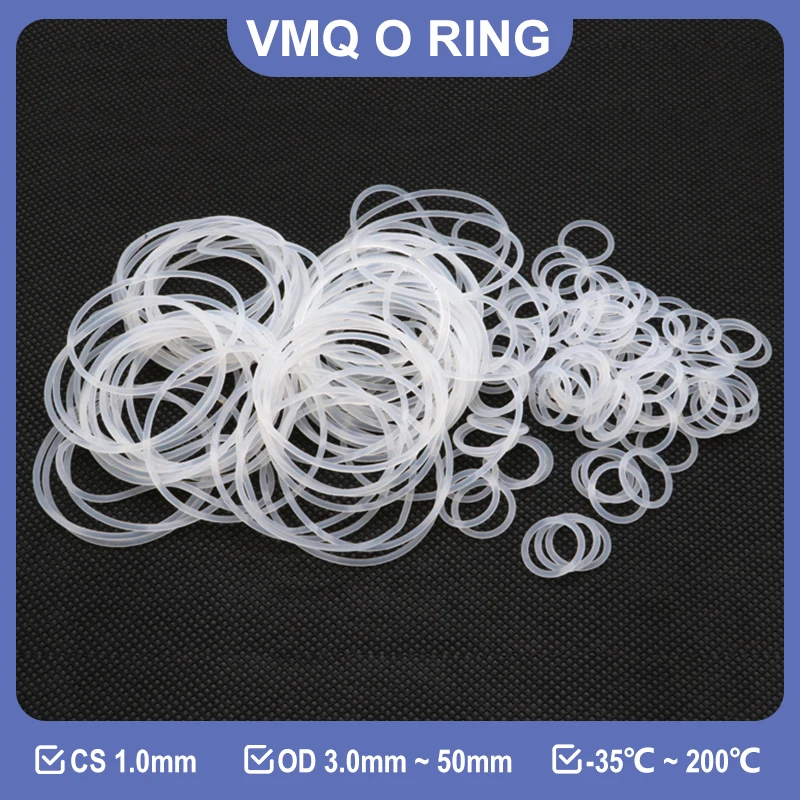 

VMQ белые силиконовые уплотнительные кольца CS 1 мм