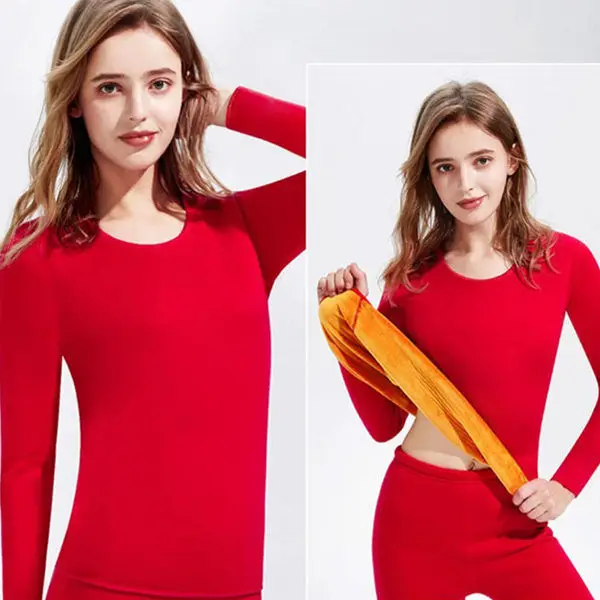 Warm Clothing Women Thermal Underwear Sets For Winter New Solid Color Middle Neck Thin Versatile And Slim Bottom