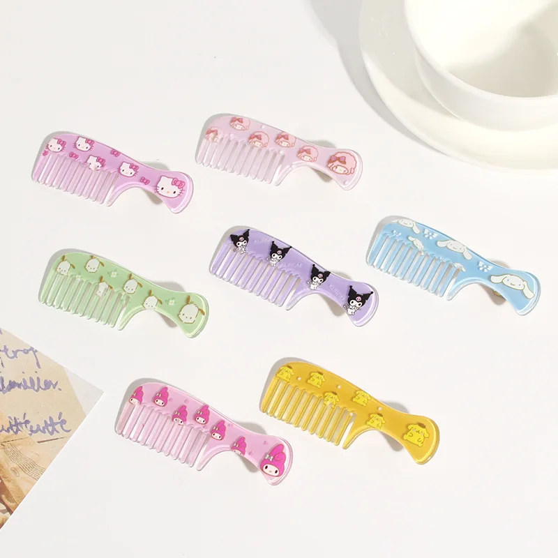 

Sanrio, аниме Hello Kitty Kuromi акриловая Расческа с принтом Антистатическая My Melody Cinnamoroll Kawaii заколка для волос головной убор