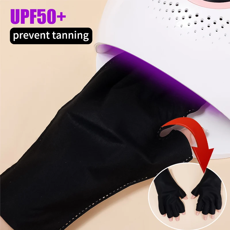 

1Pair Anti UV Radiation Nail Art Gloves Protection Fingerless Gloves Protecter for Nail Art Gel UV LED Lamp Tool Manicure Tools