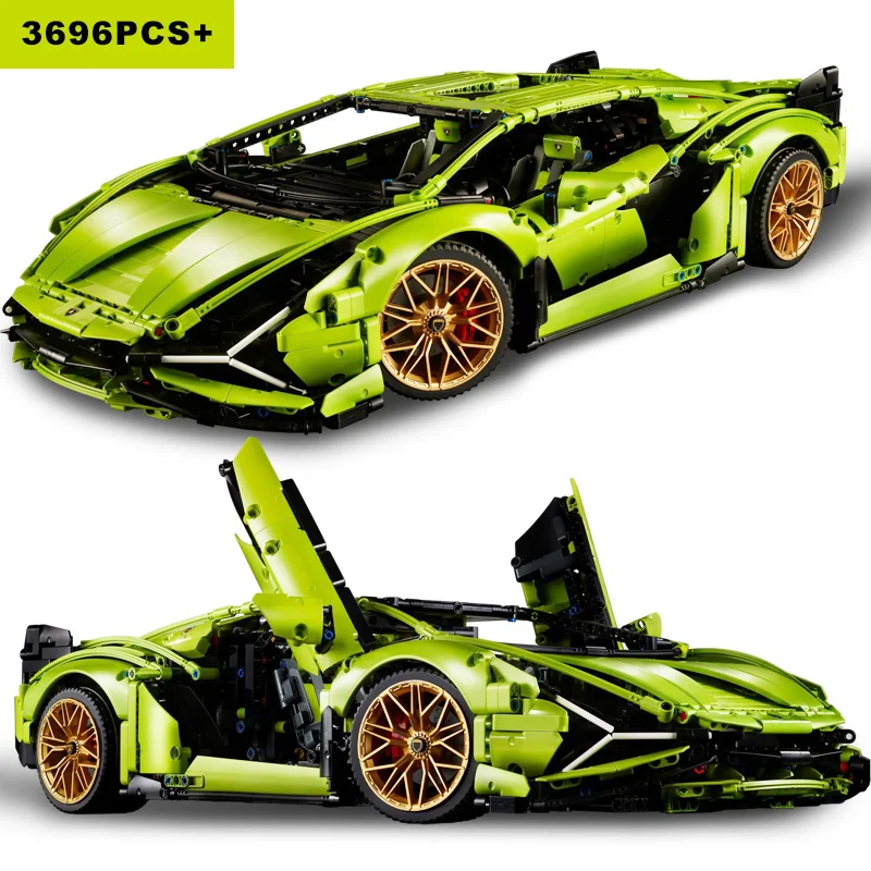 

3696pcs High-Tech Lambor Sian Racing Car Building Blocks Sports Vehicle Model Toy Bricks Compatible Moc 42115 Set For Kids Gifts