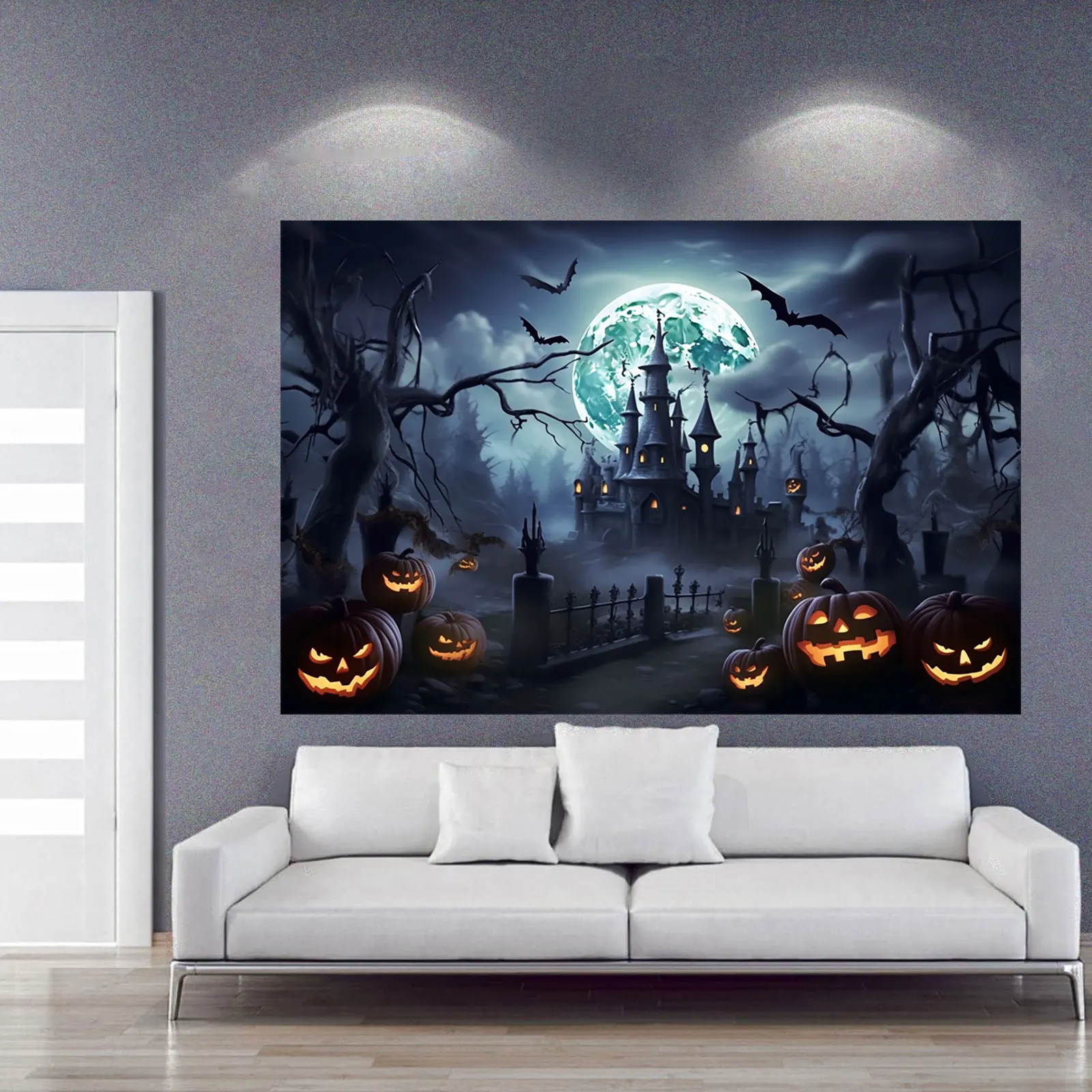 5 × 3 фута Счастливый Хэллоуин фон Тыква замок полная луна летучая мышь Декор