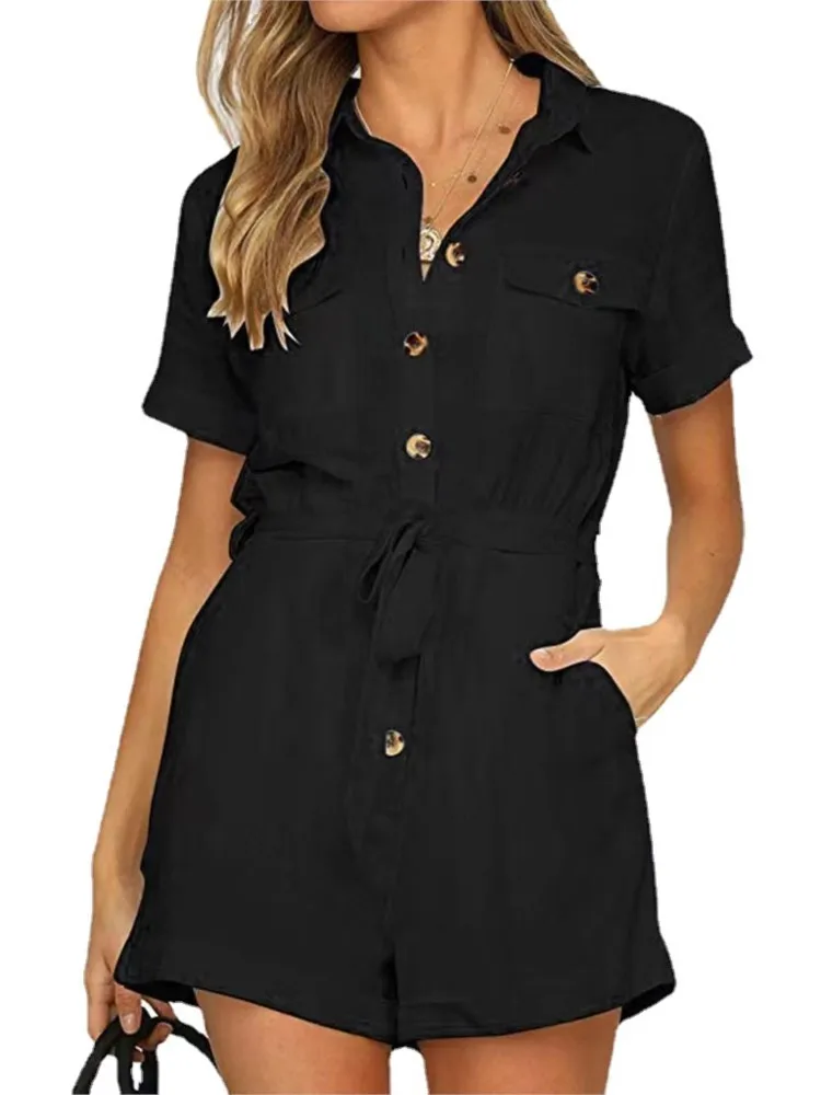 Новое поступление 202 женский летний комбинезон в стиле бохо на пуговицах