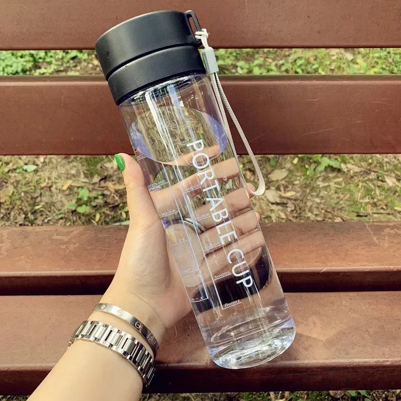 

Portable Juice Bottles With Rope Transparent Frosted Water Bottle Cute Water Bucket Outdoor Drinkware With Filter Shaker Cup