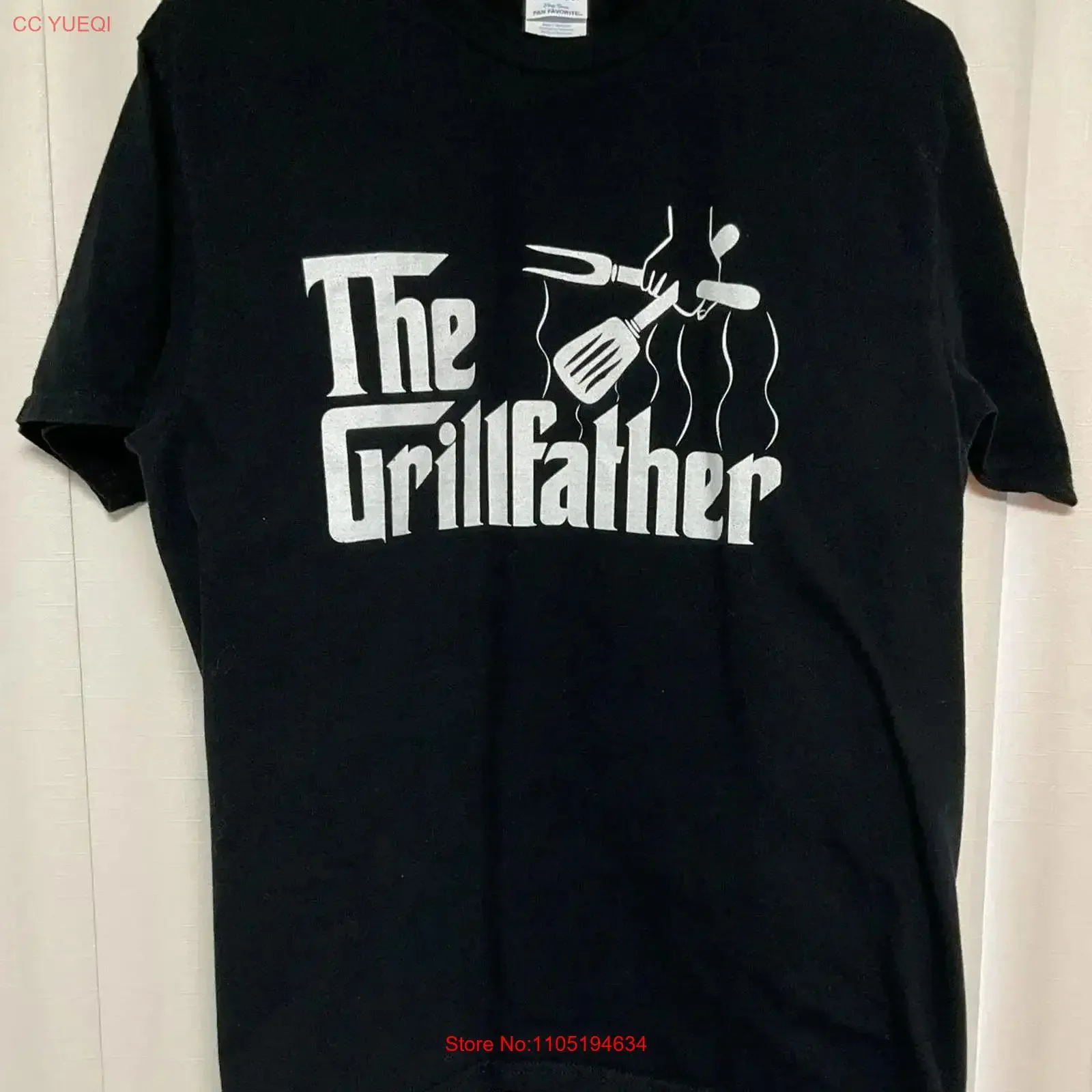Фото Хлопковая футболка с круглым вырезом The Grillfather 2582, винтажный стираный топ с рисунком для повседневной одежды, модная дышащая универсальная футболка №1