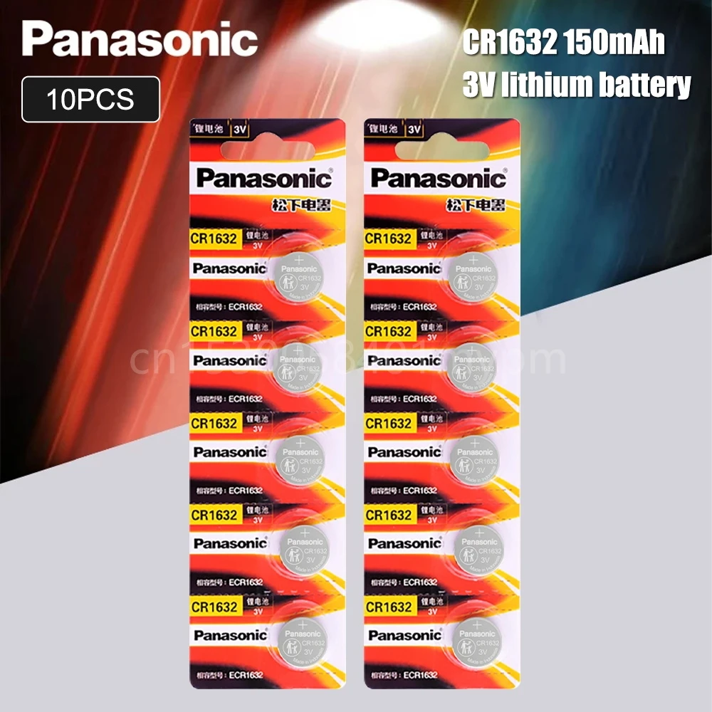 

10PCS Panasonic Cr1632 Button Cell Coin Battery 3v Watch Remote Control Car Keys DL1632 ECR1632 GPCE1632 Lithium Battery