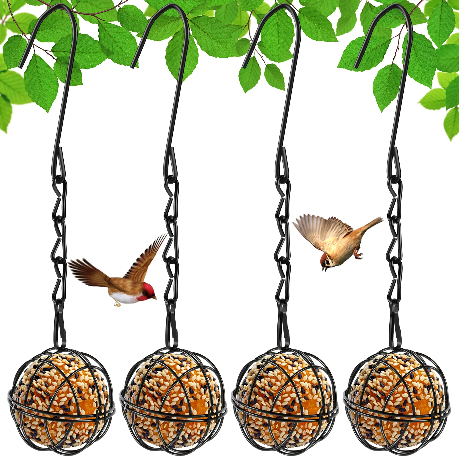 Set Metal Bird Feeding Station Kit With Hanging Chain Squirr