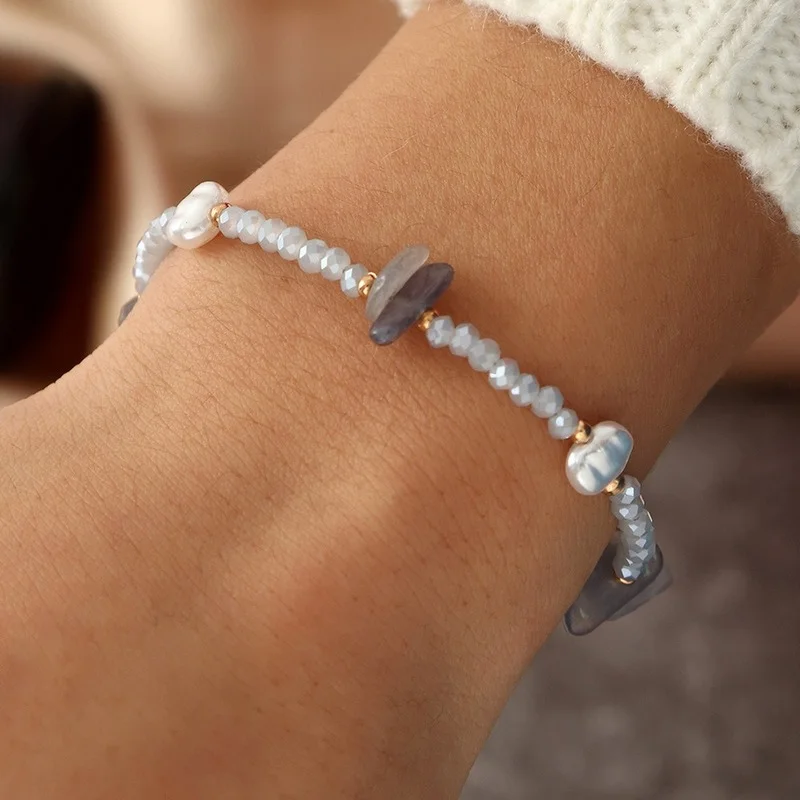 

Adjustable Natural Stone Bead Bracelet Sweet Pearl Crystal Bracelet Trendy Fashion Jewelry for Women Armbanden Voor Vrouwen