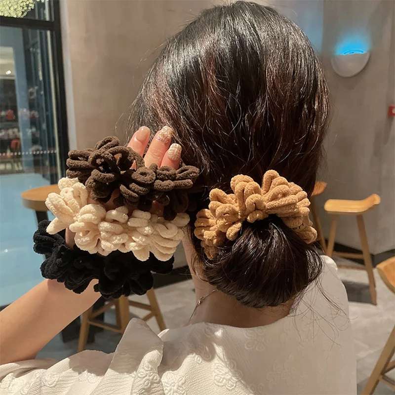 

Women Velvet Solid Color Plush Soft Scrunchies Elastic Hair Bands Ponytail Hold Hair Ropes Tie Rubber Fashion Hair Accessories