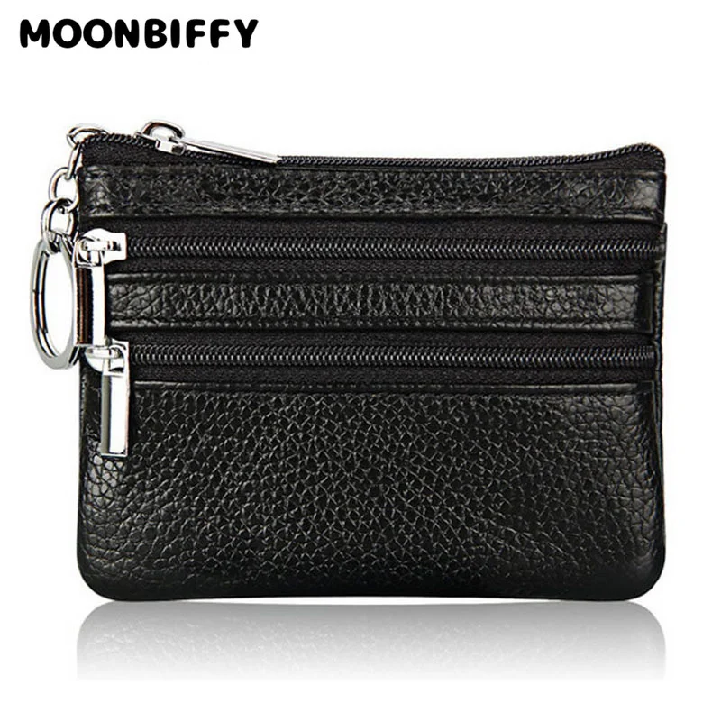 

Women Men Leather Coin Purse Card Wallet Clutch Double Zipper Small Change Bag wallet women wallet men