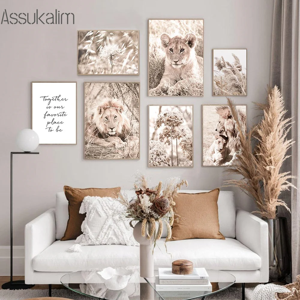 

Natural Forest Print Scenery Wall Art Poster Lion Wall Prints Hay Canvas Painting Nordic Wall Pictures For Living Room Decor
