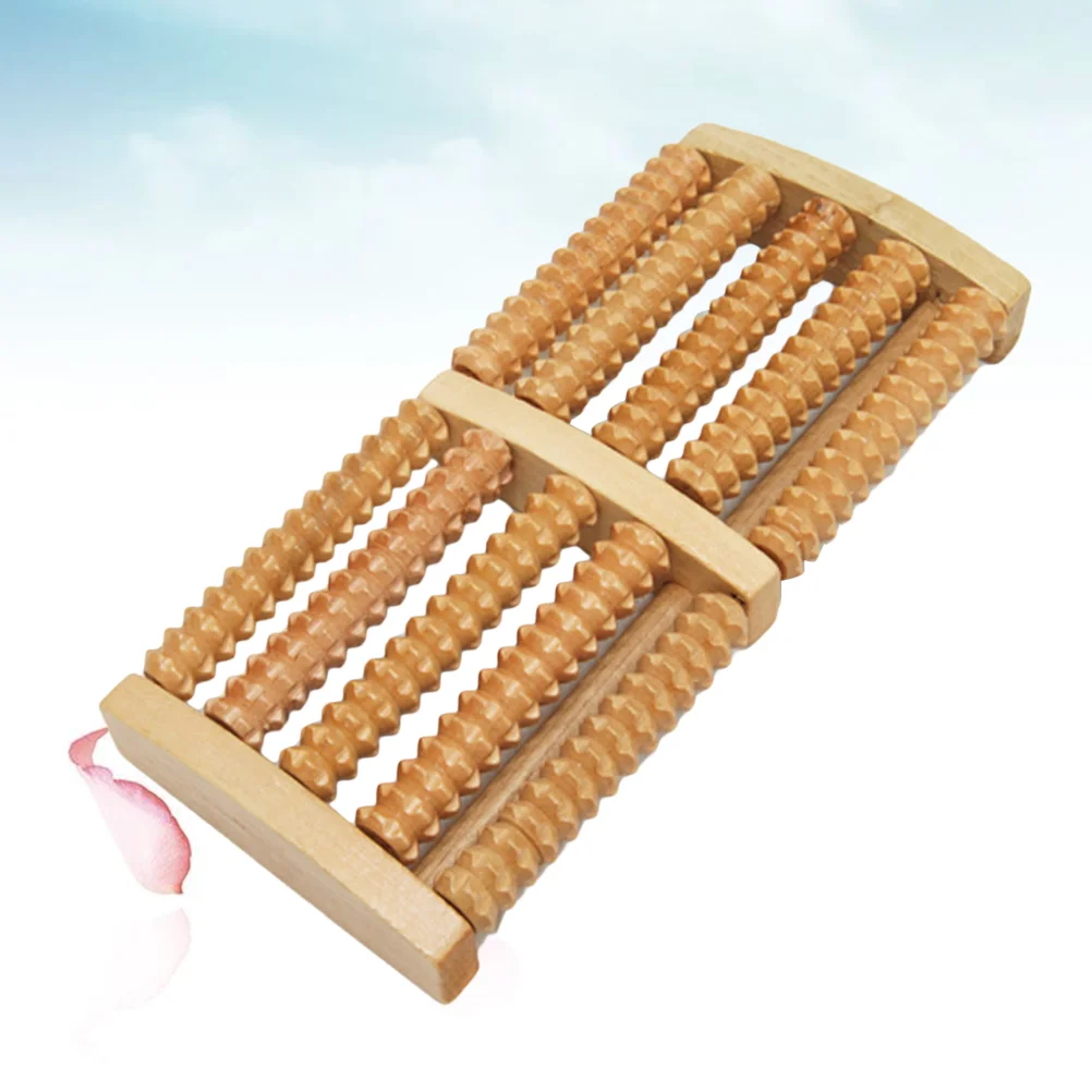 

1pc Wooden 5-Row Foot Foot Roller Health Care Trigger Point Tehsion Relief Sturdy Roller