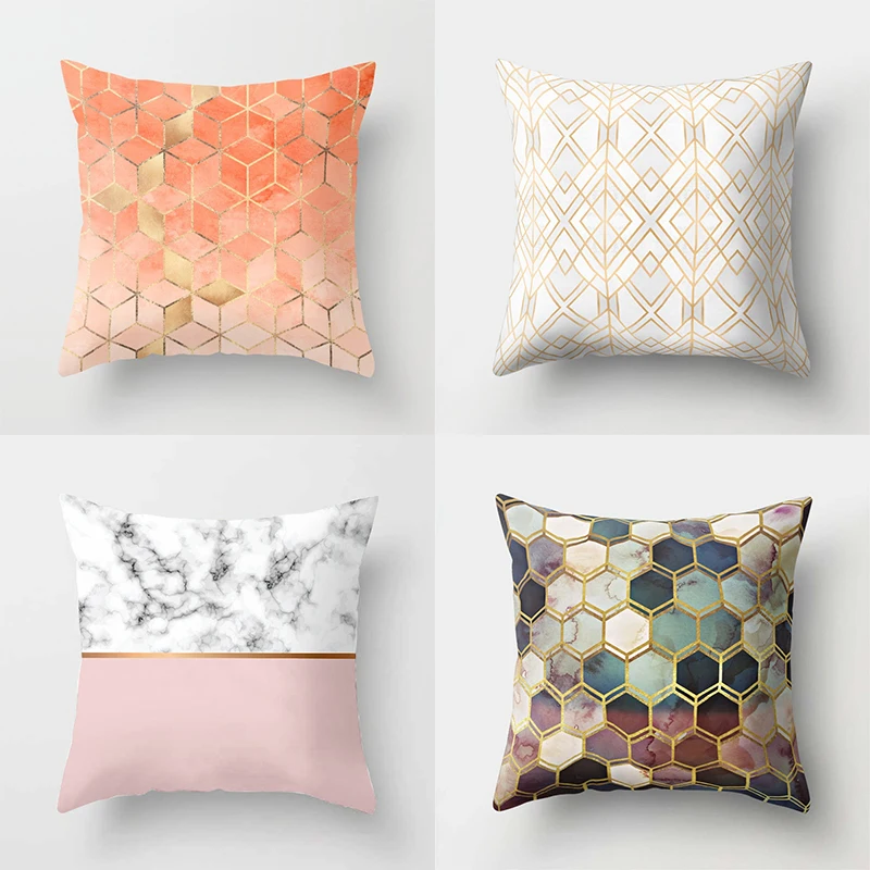 

Brief Marble Geometric Sofa Decorative Cushion Cover Pillow Pillowcase Polyester 45*45 Throw Pillow Home Decor Pillowcover