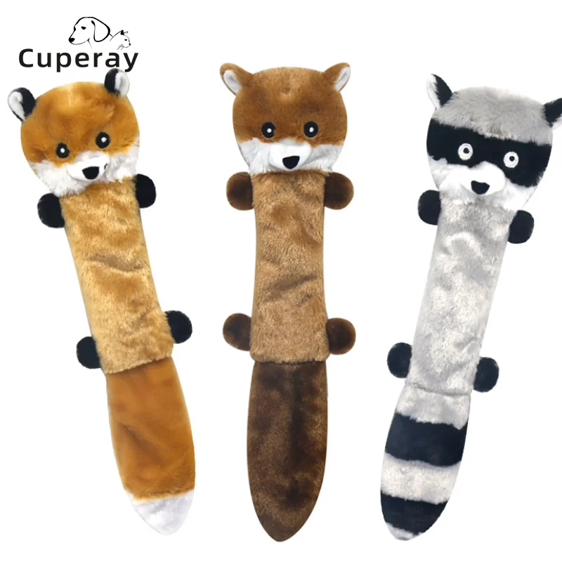 

Funny Cute Plush Squeak Dog Toys With Squeakers Durable Chew Toy No Stuffing Pet Raccoon Squirrel Fox Animal Chew Pet Supplies