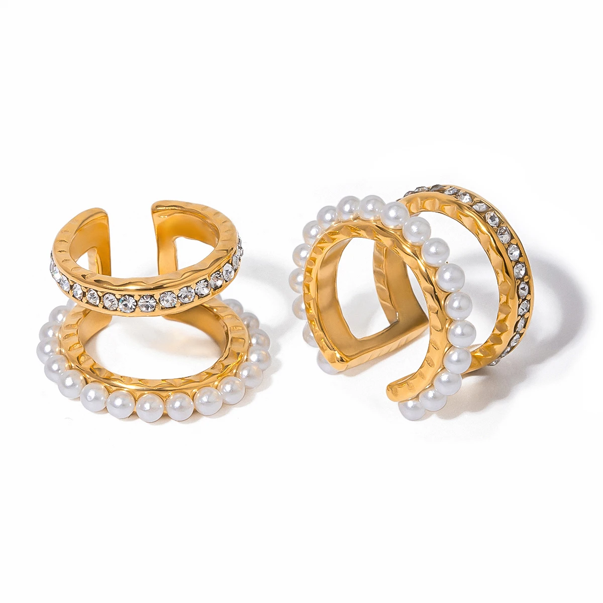 Серьги из нержавеющей стали с двойной инкрустацией стразами 18-каратное